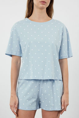 Trendyolmilla Beyaz %100 Pamuklu Puantiyeli ve Kalpli Sortlu Orme Pijama Tak?m? THMSS21PT1485 фото 60