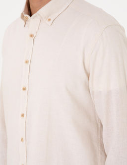 Рубашка Pierre Cardin Regular Fit бежевая с льном