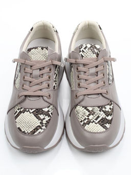 03-A847-11 GRAY/BROWN Кроссовки женские (натуральная кожа)