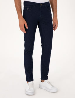 Lacivert Slim Fit Pamuk Kar___ml_ Jean Pantolon