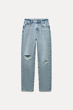 Z1975 STRAIGHT HIGH-WAIST RIPPED JEANS - Zara фото 3