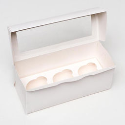 Цена за 5 шт. Упаковка на 3 капкейка с окном, целлюлоза, 25×10×10 см
