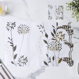 Набор салфеток сервировочных Доляна Укроп, 6+6 шт (2843, 9,59,5 см), цвет белый  фото 4