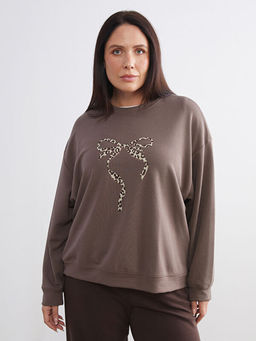 Bask?l? Oversize Kad?n Sweatshirt Tunik