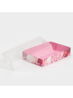 Цена за 5 шт. Кондитерская упаковка, коробка для макарун с PVC крышкой, Live Love Laugh, 18 х 12 х 3.5 см