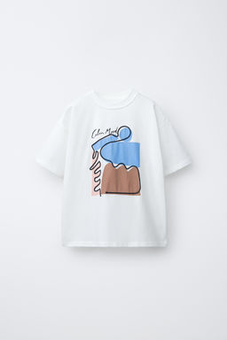 CAMISETA ESTAMPADO CORD?N BORDADO / Blanco roto