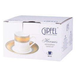 41480 GIPFEL Кофейная пара HERMES (чашка 90 мл, блюдце 13 см). Материал: костяной фарфор. Цвет: белый с золотым.  фото 5