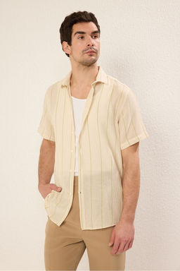 TRENDYOL MAN Premium Siyah Regular Fit Cizgili Dokulu Yazl?k Gomlek TMNSS23GO00063 - Trendyolmilla фото 7
