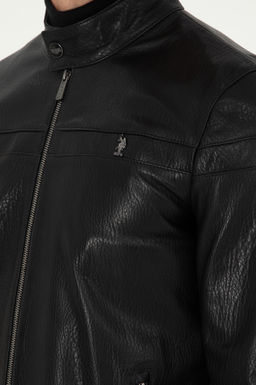 Мужская черная кожаная куртка - U.s. polo assn фото 7