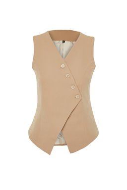 TRENDYOLMILLA Siyah Regular Onu Asimetrik Dugmeli Dokuma Yelek TWOSS24YE00007 фото 7