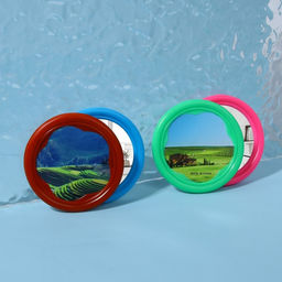 Цена за 20 шт. Зеркало карманное, с рамкой под фотографию, d=6.5 см, МИКС