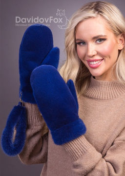 Варежки норка индиго