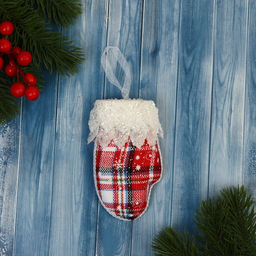 Ёлочная игрушка Рукавица элит 712 см, красно-белый