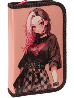 Пенал 1 отд. 190*115мм, Profit "Девушка в клетчатой юбке" (ПН-8072) ламинация