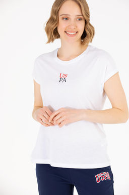 Kad_n Beyaz Bisiklet Yaka Ti__rt