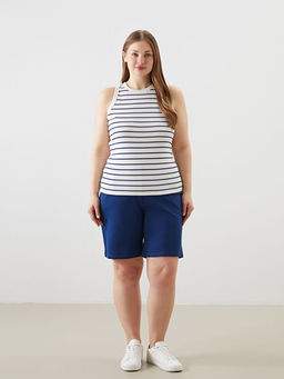 Bisiklet Yaka ?izgili Kad?n Atlet