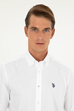 Рубашка U.S. Polo Assn мужская белая хлопок  фото 2