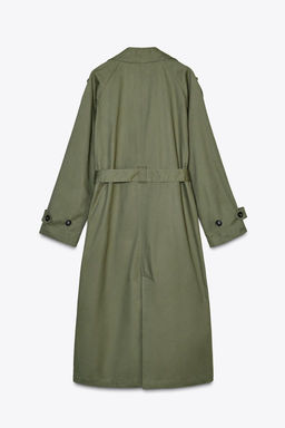 LONG DOUBLE-BREASTED TRENCH COAT WITH BELT - Zara фото 12