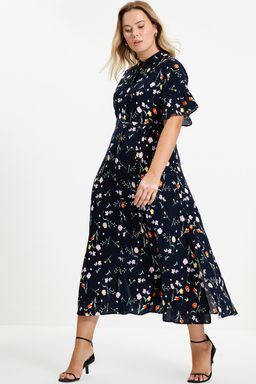 Siyah Kusakl? Y?rtmacl? Cicek Desenli Midi Dokuma Gomlek Elbise TWOSS20EL2822 - Trendyolmilla фото 14