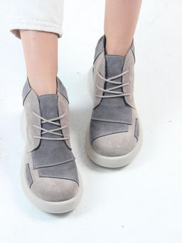 Ботинки 305.927be.Ваниль серый замша/байка