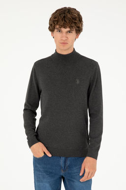Мужской базовый свитер антрацитового меланжа Неожиданная скидка в корзине