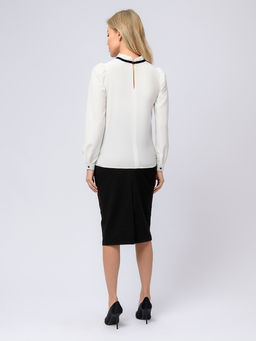 Блуза белая с длинными рукавами и бантом - 1001dress фото 3