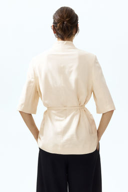 Blazer de manga corta en mezcla de lino - H&m фото 7