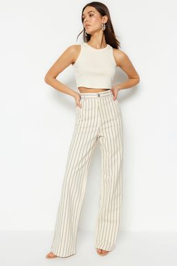 Cok Renkli Cizgili Yuksek Bel Wide Leg Jeans TWOSS23JE00247 - Trendyolmilla фото 3