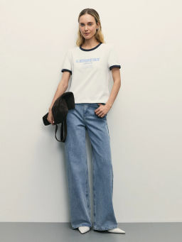 Укороченная футболка с принтом / Zarina фото 2