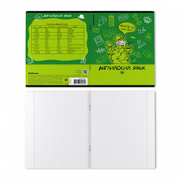 Цена за 5 шт. Тетрадь общая ученическая с пластиковой обложкой на скобе ErichKrause Котоформулы, Английский язык, 48 листов, клетка  фото 2