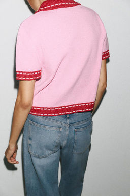STITCHED KNIT CARDIGAN WITH SHORT SLEEVES - Zara фото 12