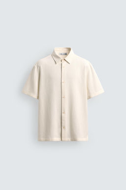 Рубашка Zara CAMISA ESTRUCTURA CONFORT кремовая