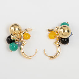 Серьги со съёмным элементом Трансформер горсть, цветные в золоте - Qf фото 2