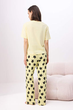 Trendyolmilla Pembe %100 Pamuklu Kedi Desenli Orme Pijama Tak?m? THMSS25PT00161 фото 9