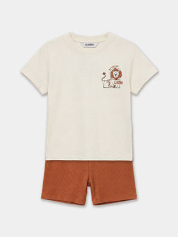 Bisiklet Yaka Bask?l? Erkek Bebek Ti??rt ve ?ort