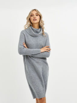 платье серое из шерсти с объемным воротом - Glenfield фото 4