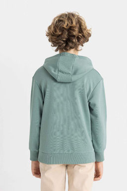 Школьная толстовка с капюшоном и принтом для мальчиков - Defacto фото 5