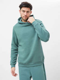 Теплое однотонное худи в оттенке "морская волна" морская волна +печать 121751