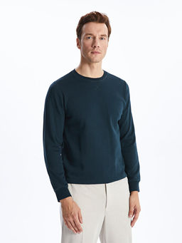 Bisiklet Yaka Uzun Kollu Erkek Kal?n Sweatshirt