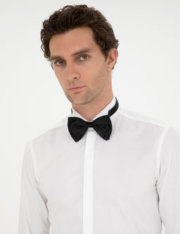 Beyaz Slim Fit Pamuk Kar___ml_ Man_etli Smokin G_mlek