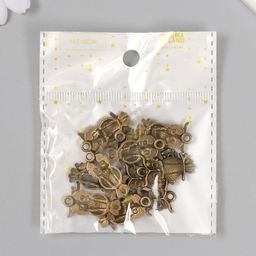 Цена за 12 шт. Металлический элемент, декоративная подвеска «Арт Узор. Сова на ветке», под латунь, 2.2×1.7 см