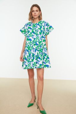 TRENDYOLMILLA Ekru Cicekli Genis Kesim Mini Dokuma Elbise TWOSS22EL0867  фото 3