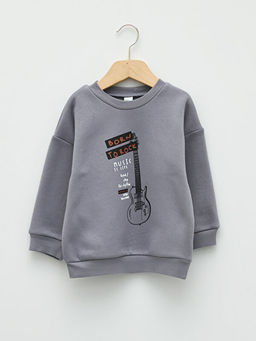 Bisiklet Yaka Uzun Kollu Bask?l? Erkek Bebek Sweatshirt