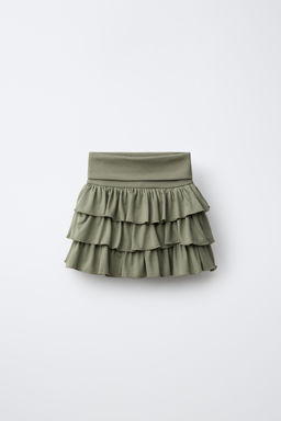 FALDA BERMUDA VOLANTES CINTURA VUELTA / Khaki - Zara фото 6