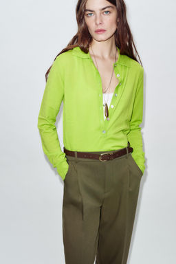 PANTAL?N PINZAS CINTUR?N / Khaki - Zara фото 4