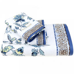 "Япония-2033" Полотенце махровое 34х78см, плотность 300гр/м2, 100% хлопок, "Гжель", синий, Bolangde (Китай)