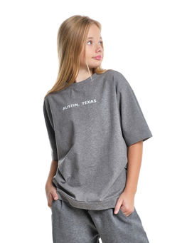 Футболка с принтом 22-7613 светло-серый меланж - Mini maxi фото 14