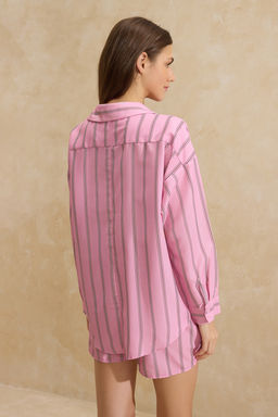 Pembe Cizgili Poplin Dokuma Pijama Tak?m? THMSS26PT00004 - Trendyolmilla фото 8