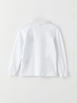 Polo Yaka Mickey Mouse Nak??l? Uzun Kollu Erkek ?ocuk Ti??rt - Waikiki фото 2