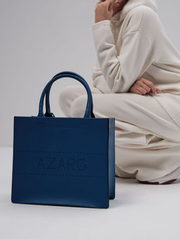 Сумка кожаная Azaro 30586 синяя гуашь